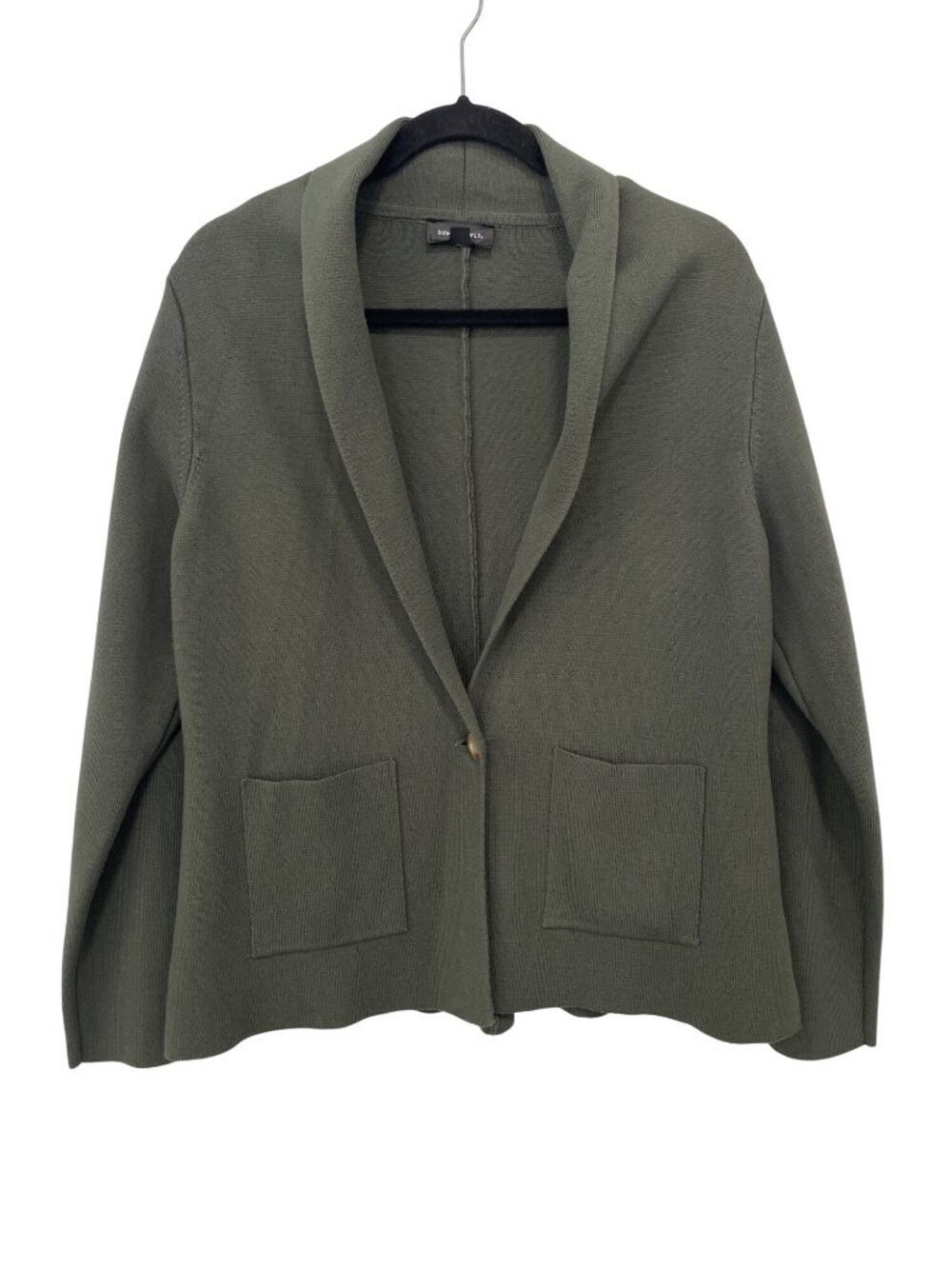 Summersalt Cardigan Sweater 1XL Single Button Long Sleeve Shawl Collar Olive